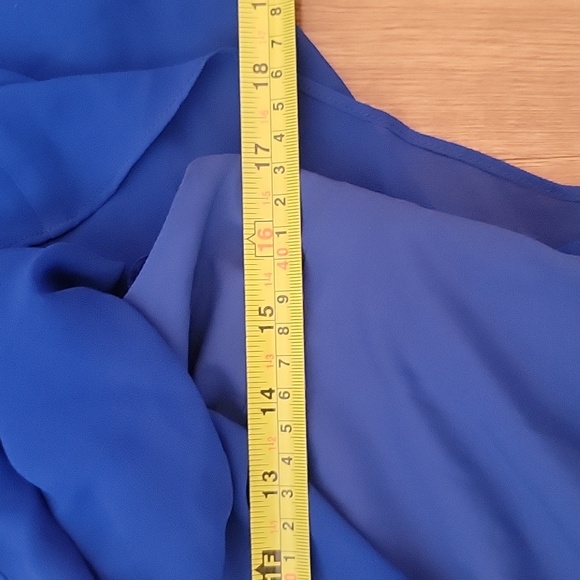 NWT Halston Heritage Asymmetrical Overlay Gown Dress in Lapis Blue 2 - Picture 9 of 11